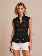 Napoleonic-style High-collar Sleeveless Vest