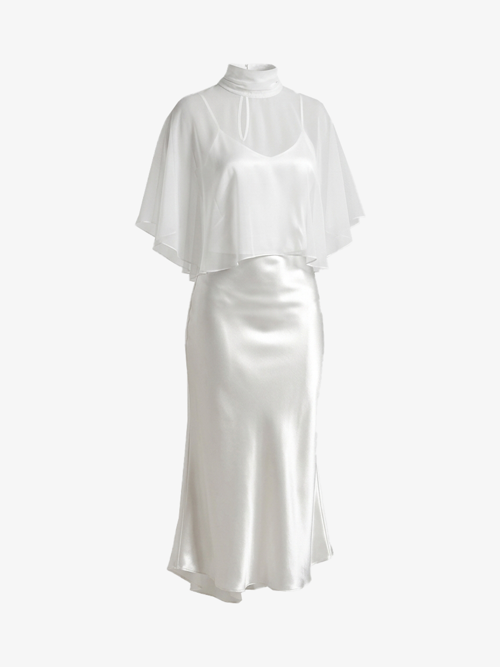 Chic Sheer Chiffon Satin Slip Dress
