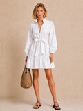Ruffle Collar Tie Waist Mini Dress