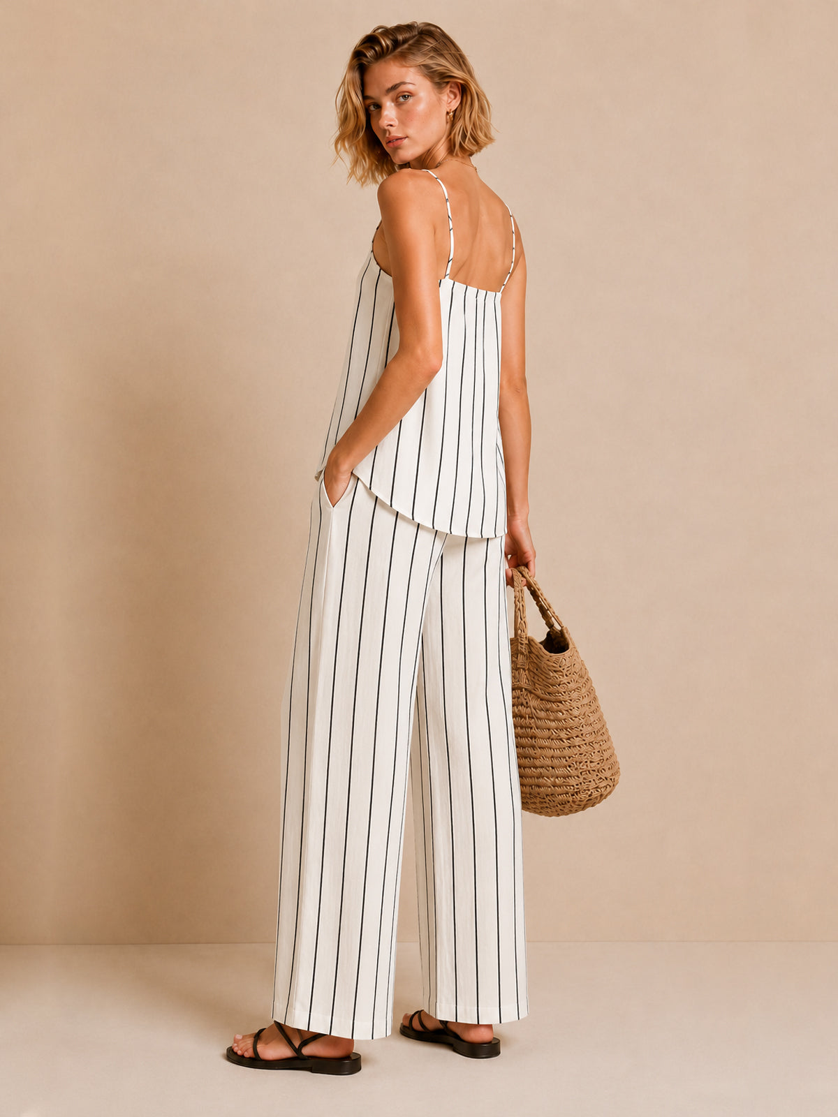 Striped Cross Front Two-Piece Set