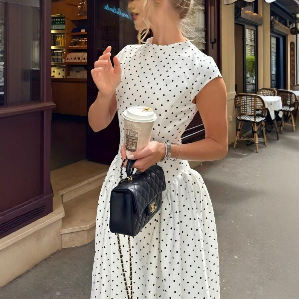 Polka Dot Fitted Maxi Dress