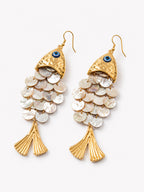 Fish-shaped Shell Tassel Earrings