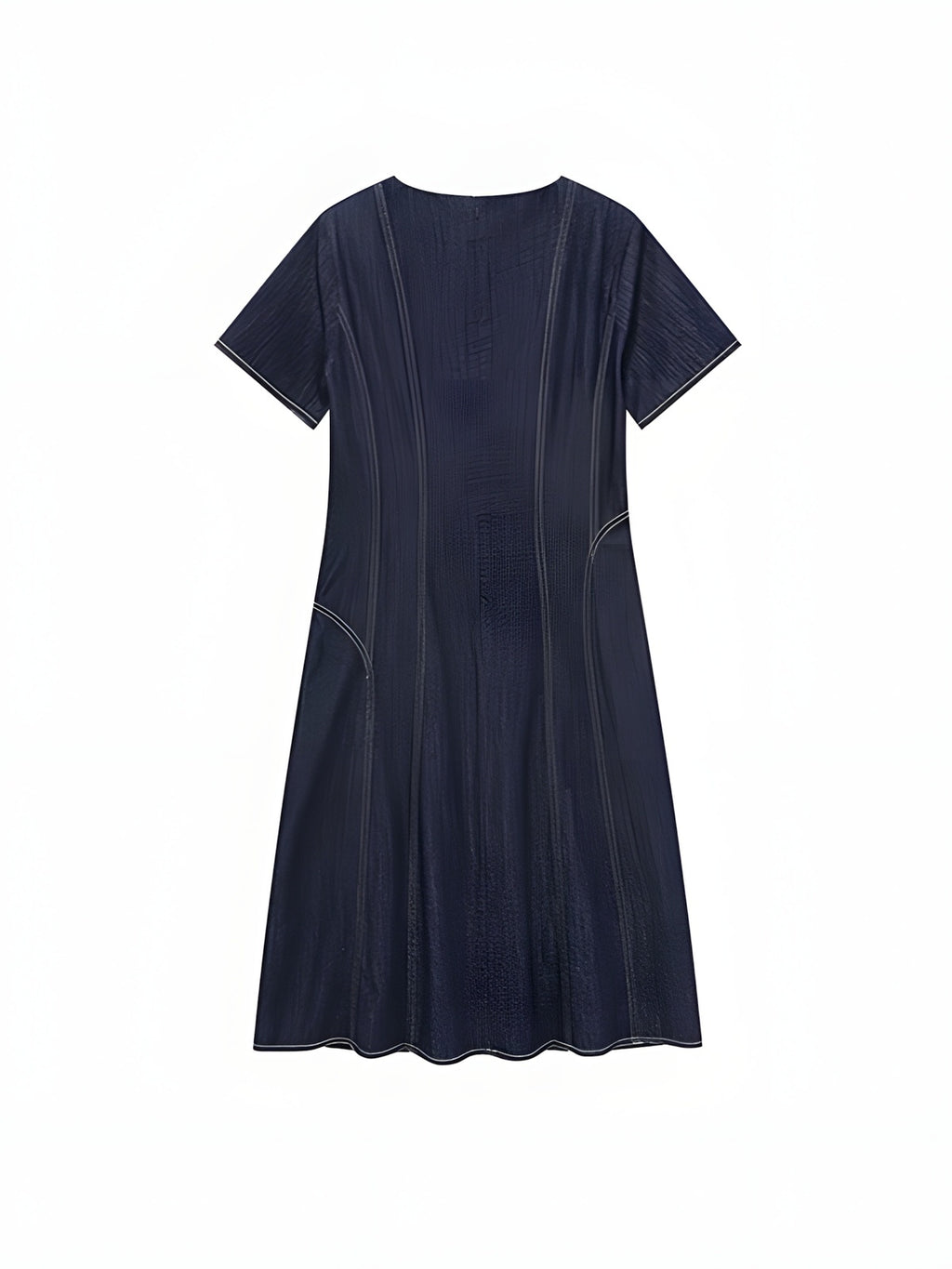 Contrast-Stitch A-Line Dress