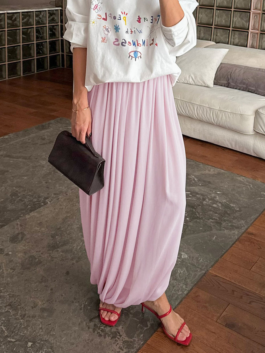Pleated Side Slit Maxi Dress