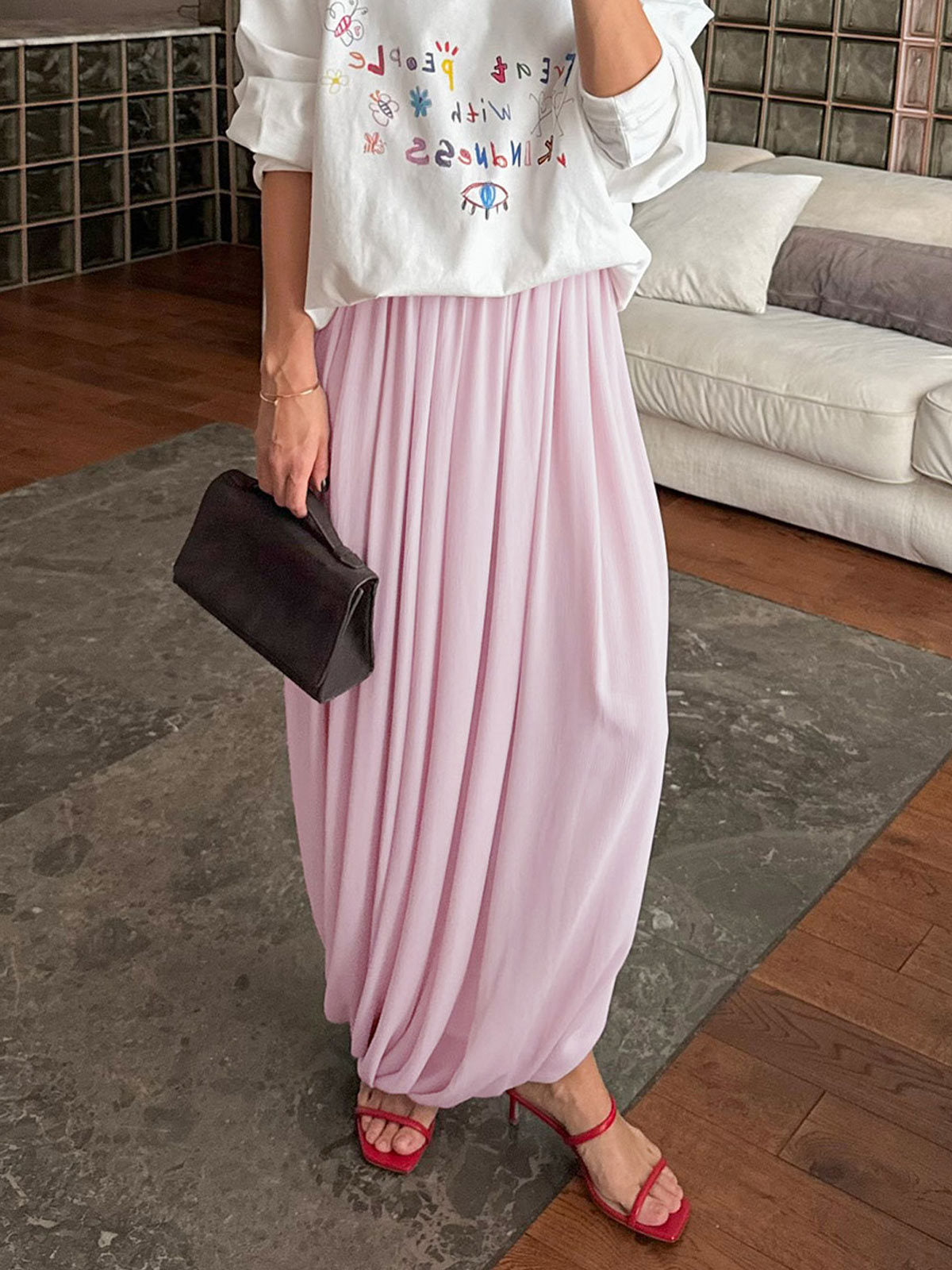 Pleated Side Slit Maxi Dress