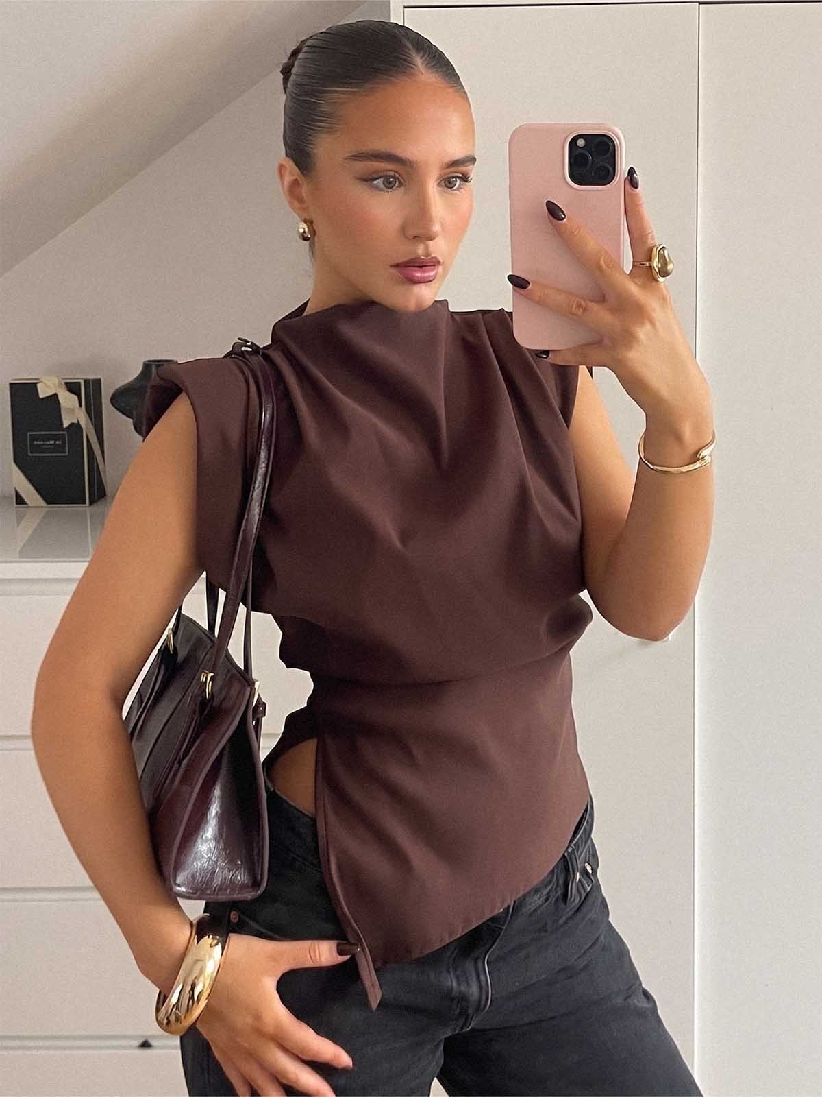 Asymmetric Ruched Shoulder Top