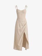 Halter Neck Slit Midi Dress