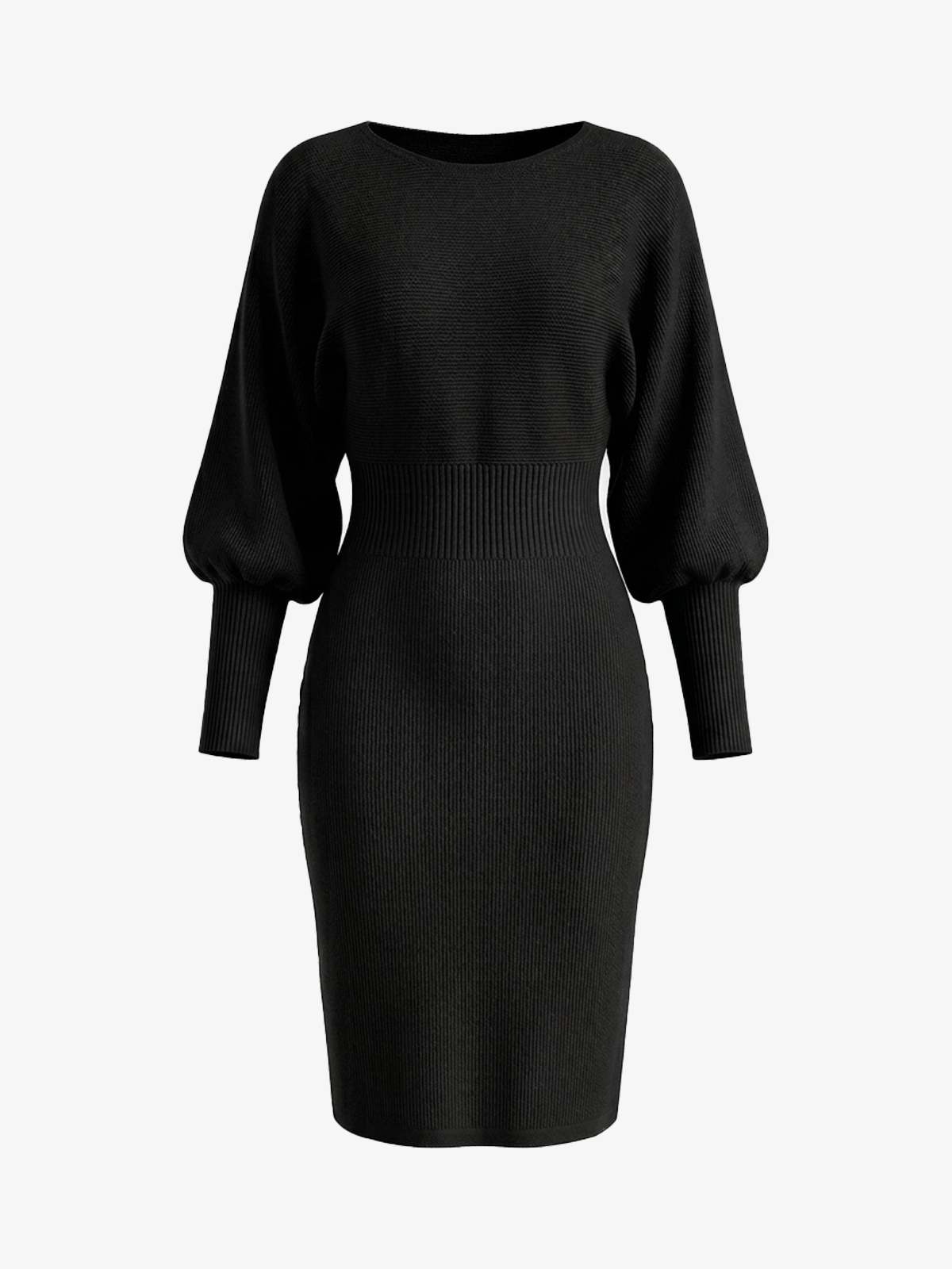 Crewneck Long Sleeve Fitted Knit Bodycon Dress