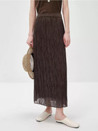 Pleated A-Line Midi Skirt