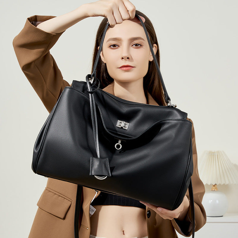 Buckle Smooth Calfskin Leather Tote Bag
