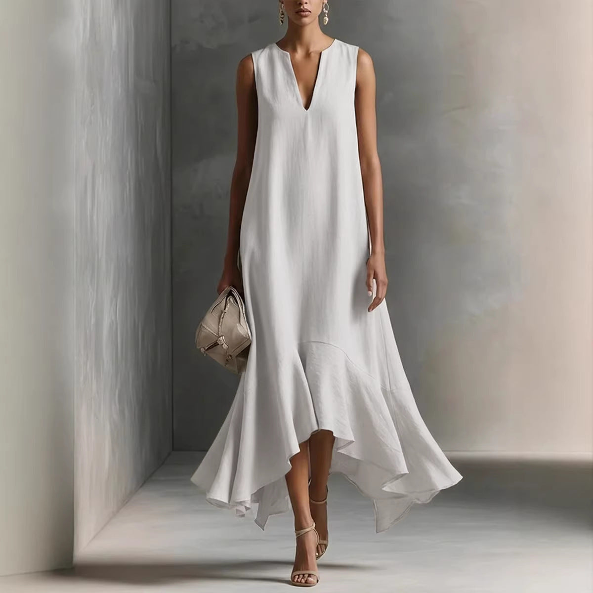 Sleeveless Asymmetrical Maxi Dress
