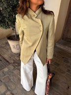 Stand-collar Asymmetric Long-sleeve Jacket
