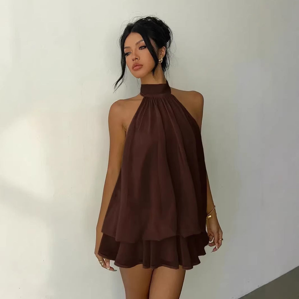 Halter Chiffon Mini Dress