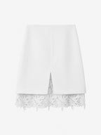 Patchwork Hollow-Out Lace Tencel-Linen Skirt