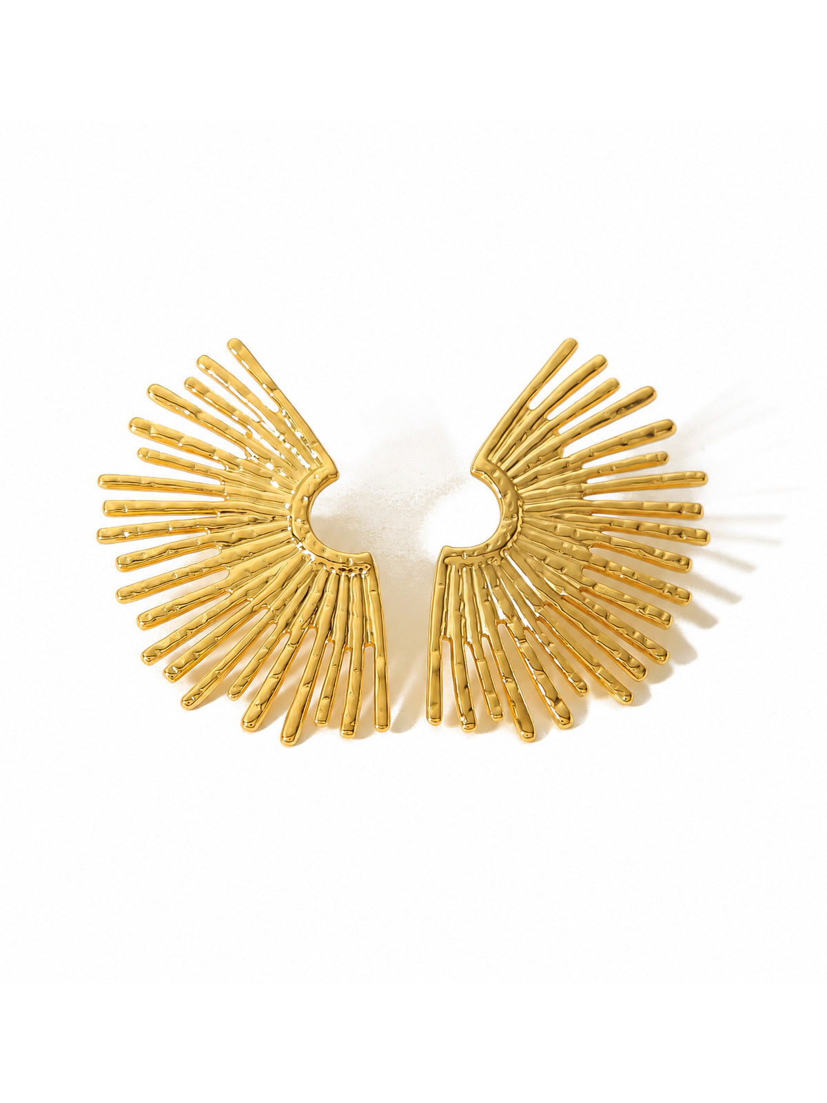 Ray Motif Gold Stud Earrings