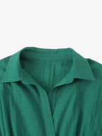 V-neck Shirt Dress With A Fitted Waist And Side Pockets