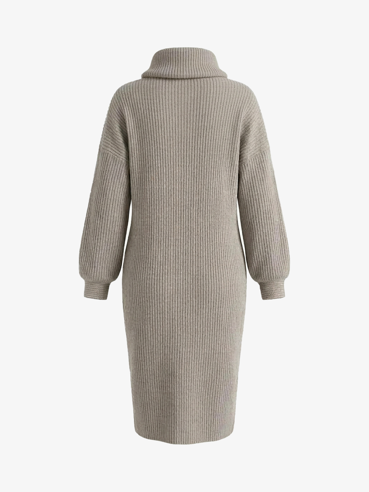 Casual Rib-Knit High-Neck Pocket Dress