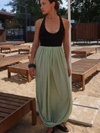 Pleated Side Slit Maxi Dress
