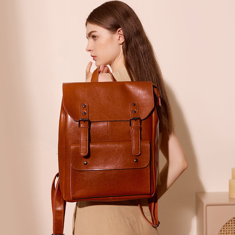 Cowhide Leather Laptop Backpack
