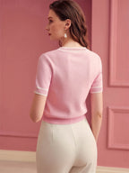 Pink Cropped Knit Sweater
