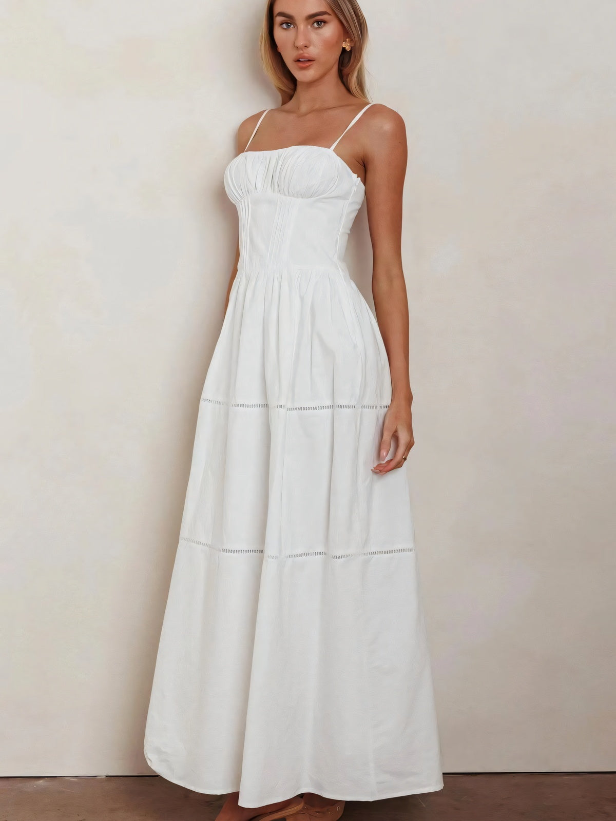 Ruffle Bust Tiered Maxi Dress