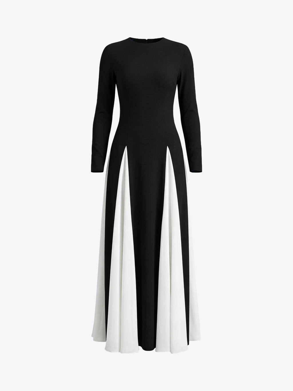 Color Block Long Sleeve Crewneck Maxi Dress