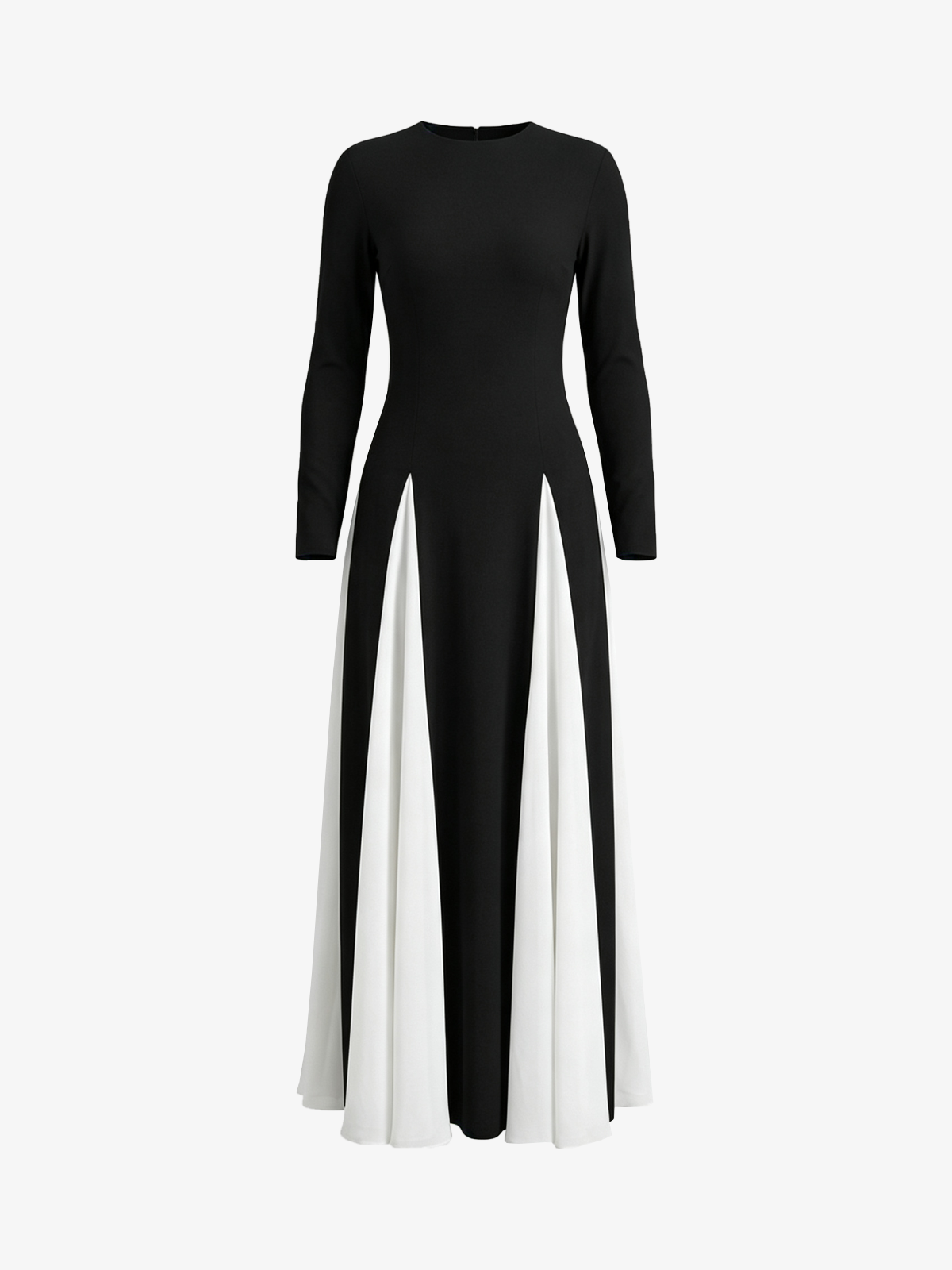 Color Block Long Sleeve Crewneck Maxi Dress