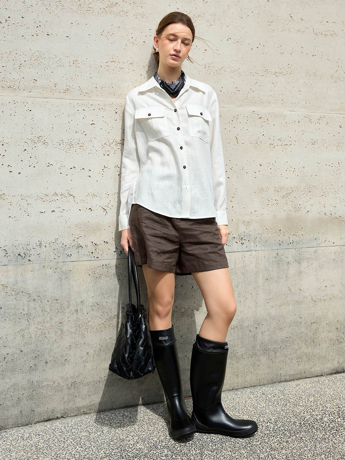 Lyocell Linen-Blend Utility Shirt