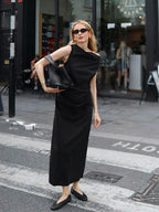 One Shoulder Asymmetric Midi Dress