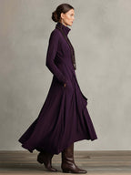 Robe midi asymétrique drapée à col roulé