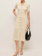 Collared Knit Button Down Midi Dress