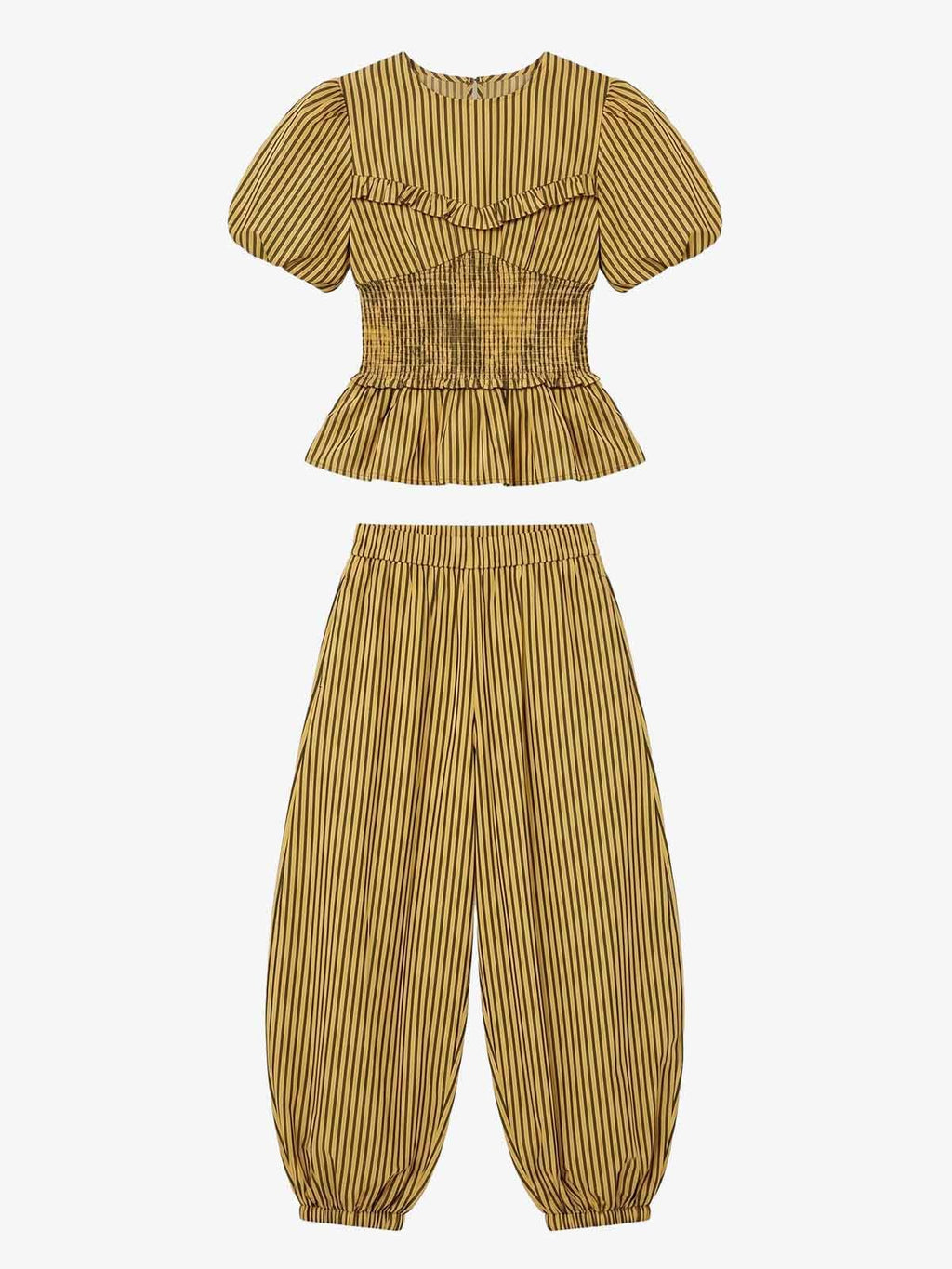 Striped Ruffle Top Wide Leg Set