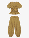 Striped Ruffle Top Wide Leg Set