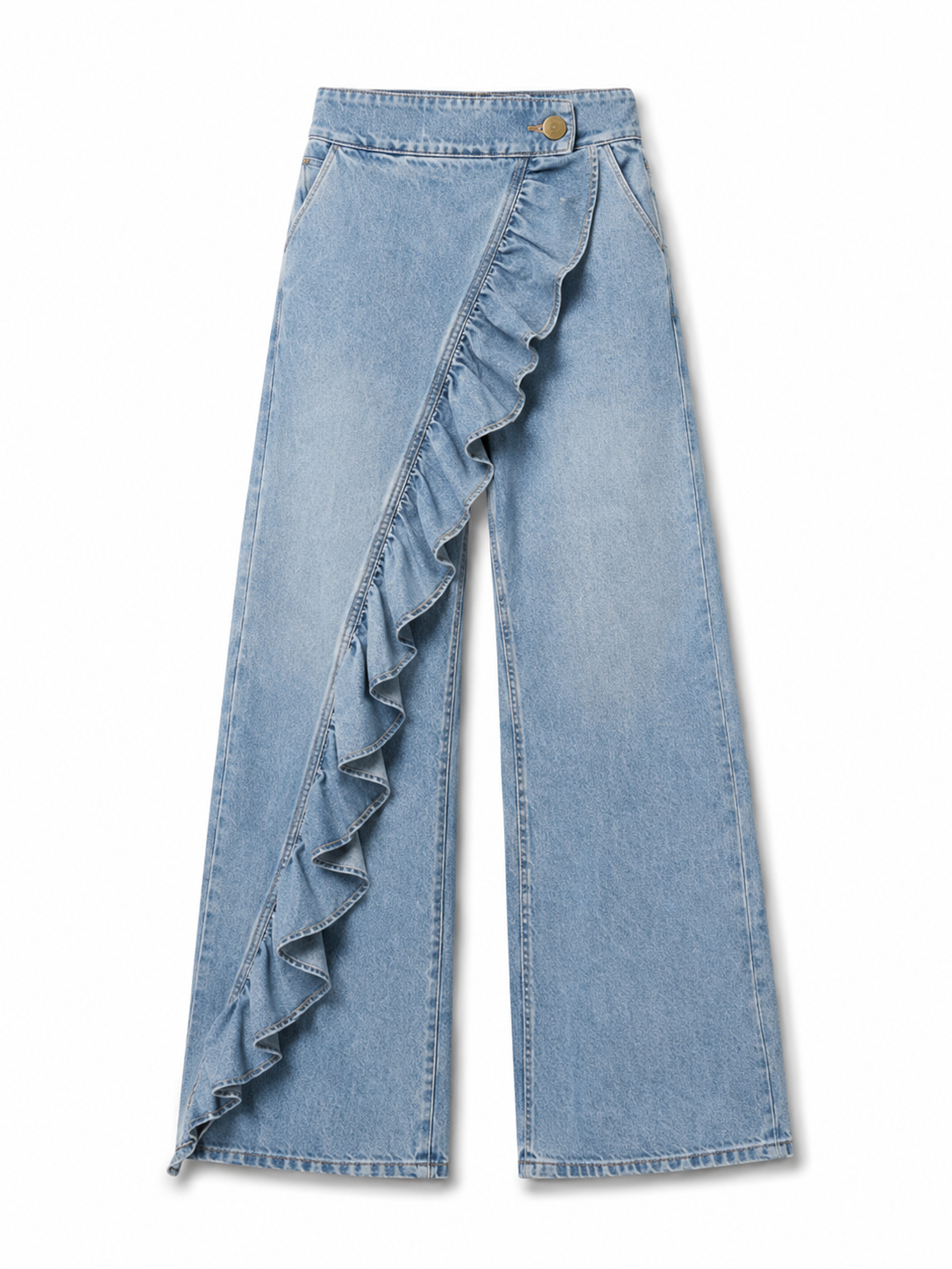 Pantalones vaqueros asimétricos con volantes