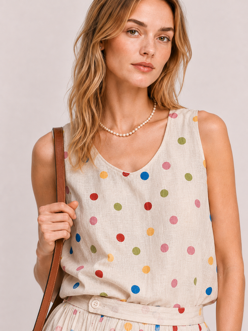 Colorful Polka Dot Linen Set