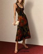 Vintage Floral Print Sleeveless Dress