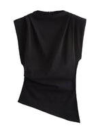 Asymmetric Ruched Shoulder Top