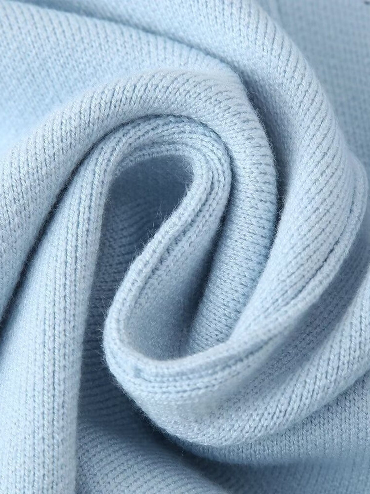 Light Blue Cropped Knit Sweater Set