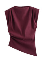 Asymmetric Ruched Shoulder Top