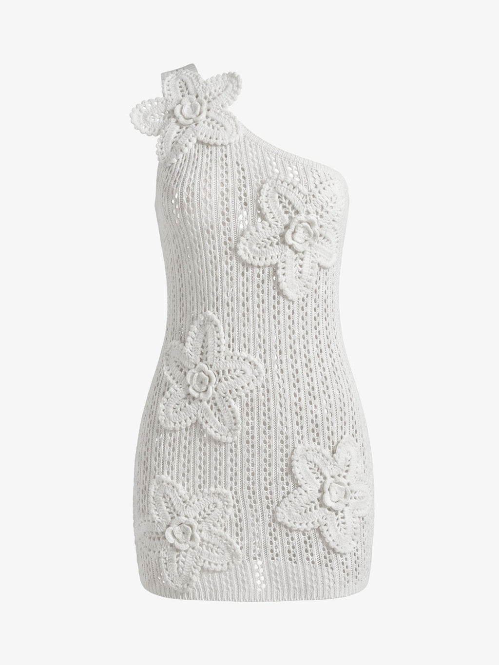 One Shoulder Crochet Mini Dress