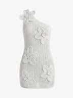 One Shoulder Crochet Mini Dress