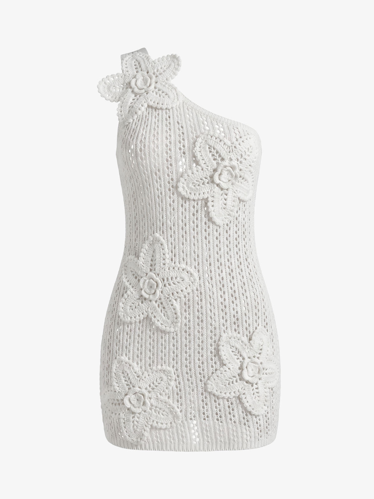One Shoulder Crochet Mini Dress
