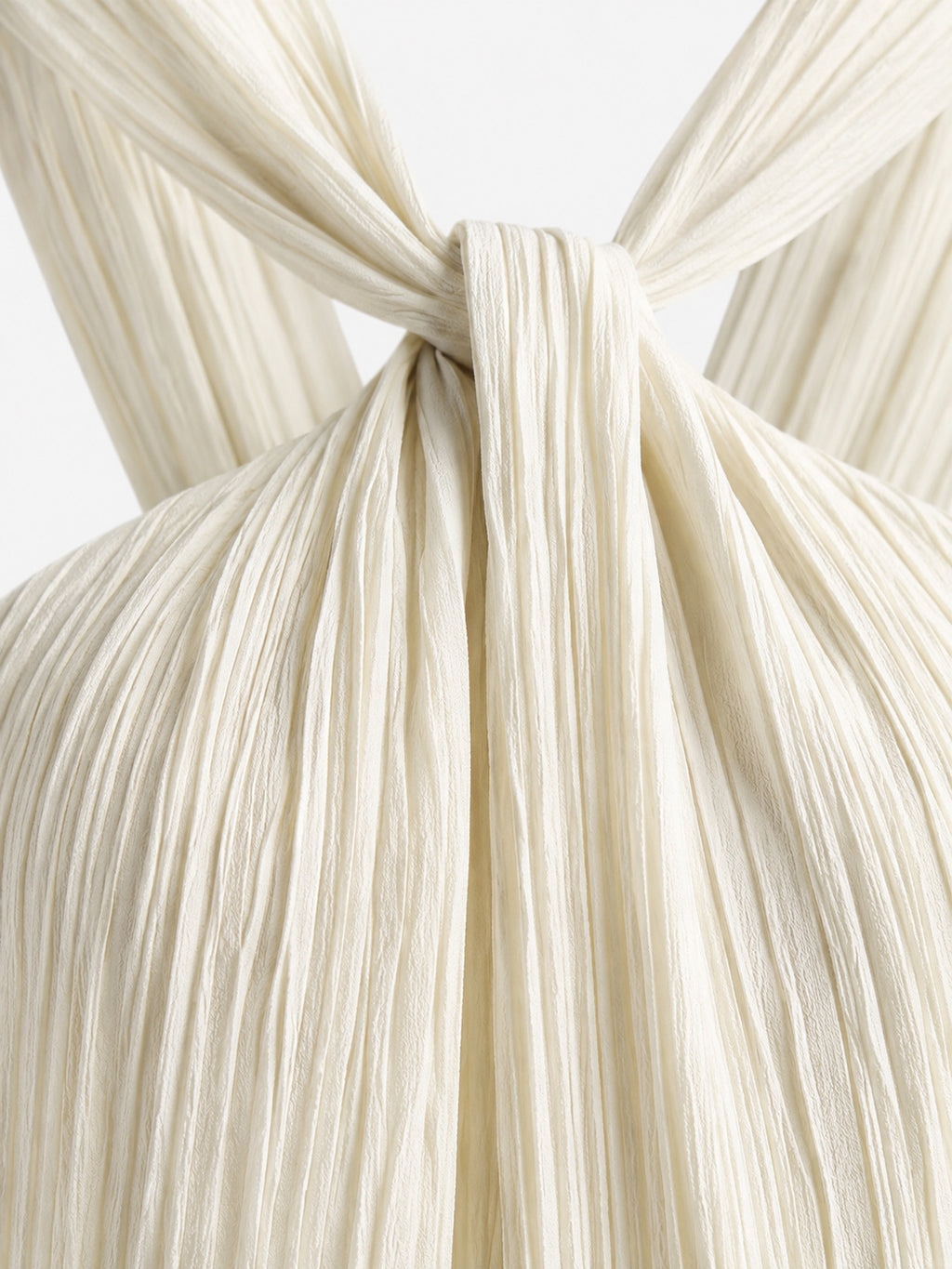 Halter Pleated Maxi Dress – Linen Blend Knotted Back Dress