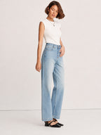 Front Seam Wide-Leg Jeans