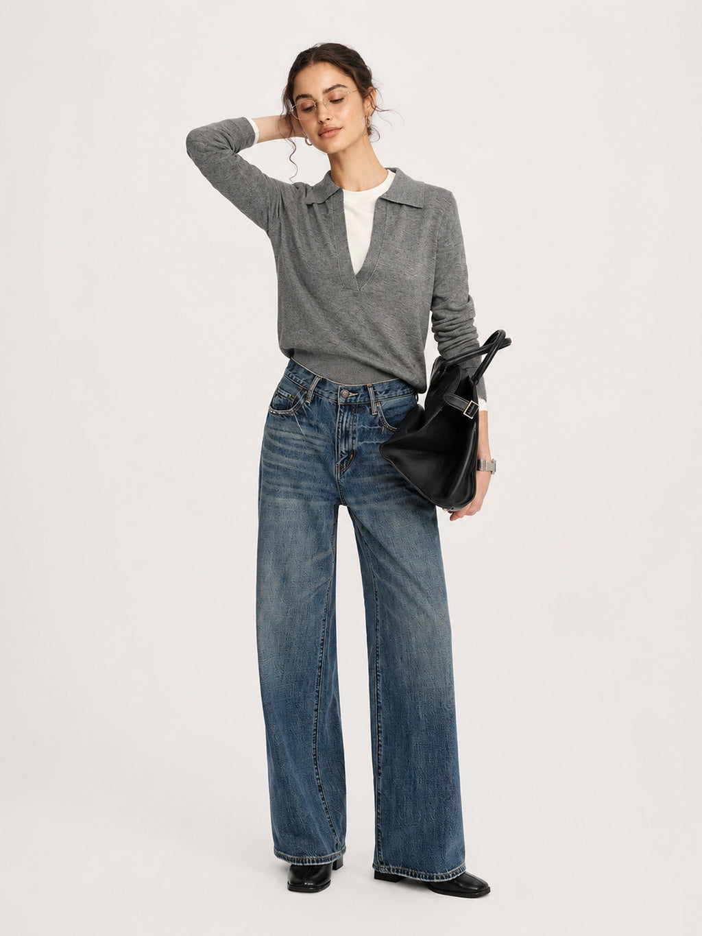 Vintage Wash Wide-Leg Jeans