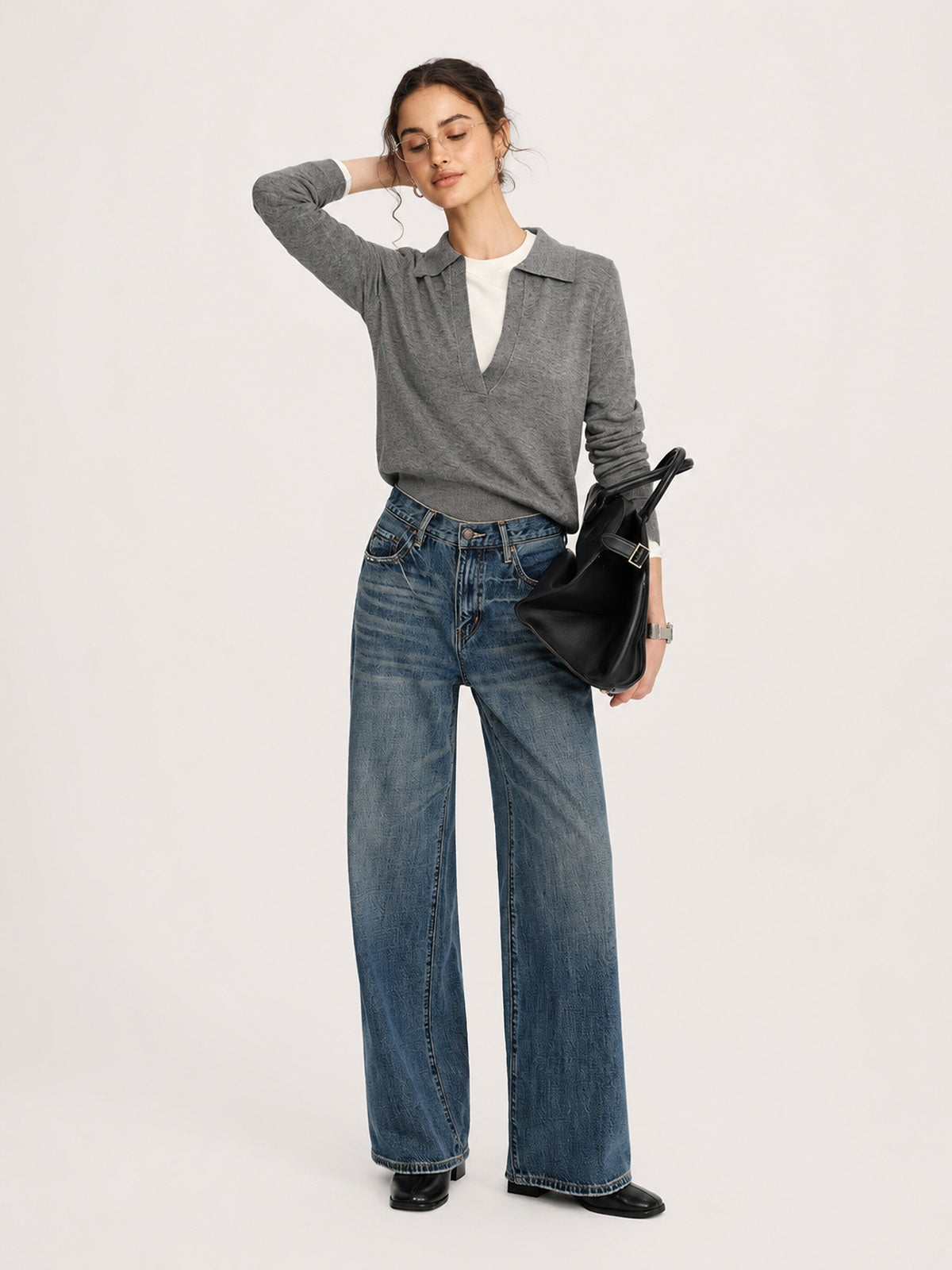 Vintage Wash Wide-Leg Jeans