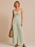 Striped Twisted Cutout Wide Jumpsuit