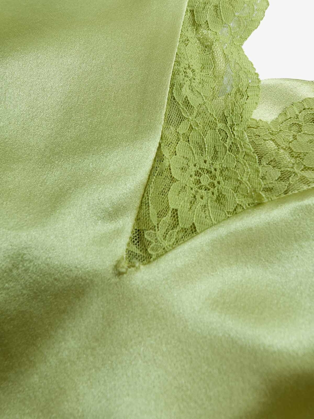 Scalloped V-Neck Satin Maxi Dress