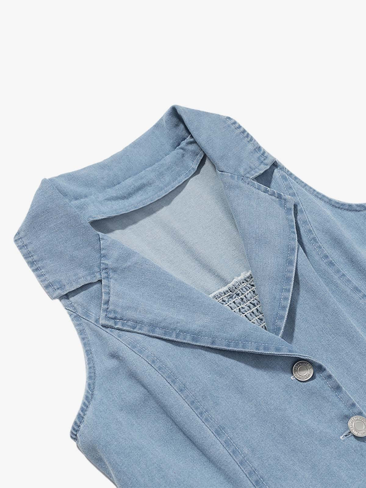 Denim Sleeveless Shirt Dress
