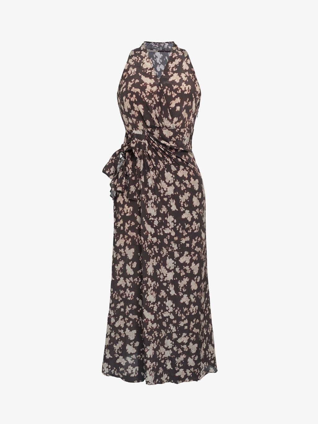 Floral Twist-Front Maxi Dress